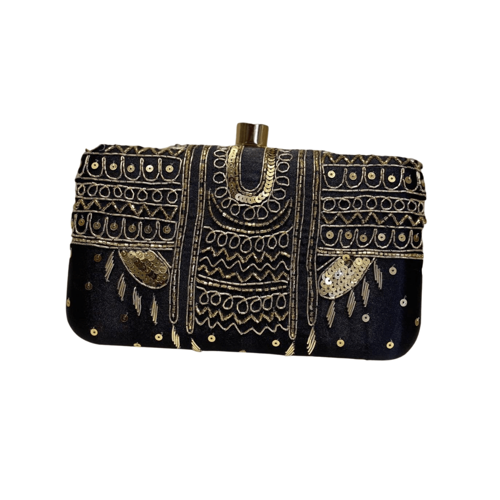 Midnight Majesty Embroidered Clutch