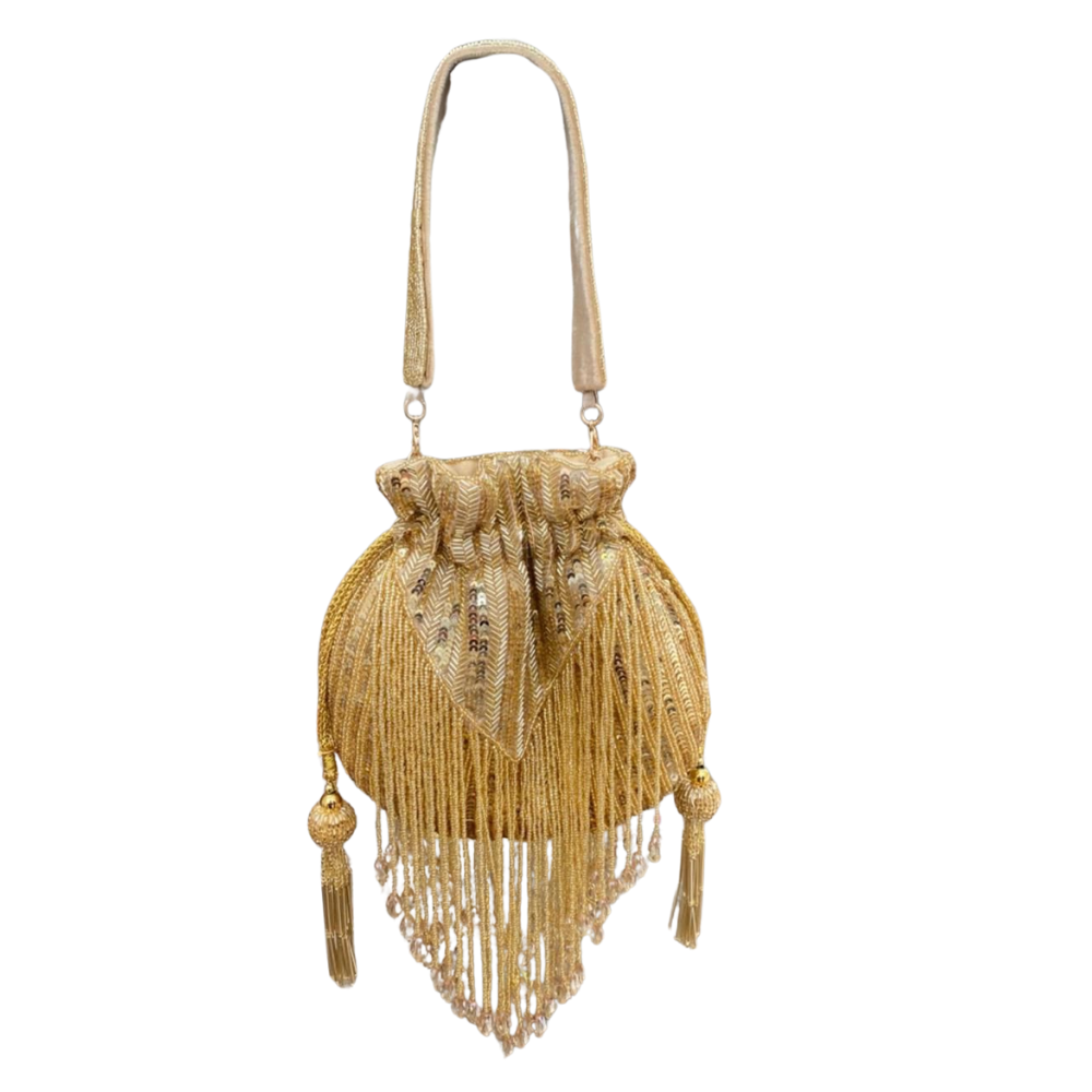 Glimmering Gold Cascade Potli