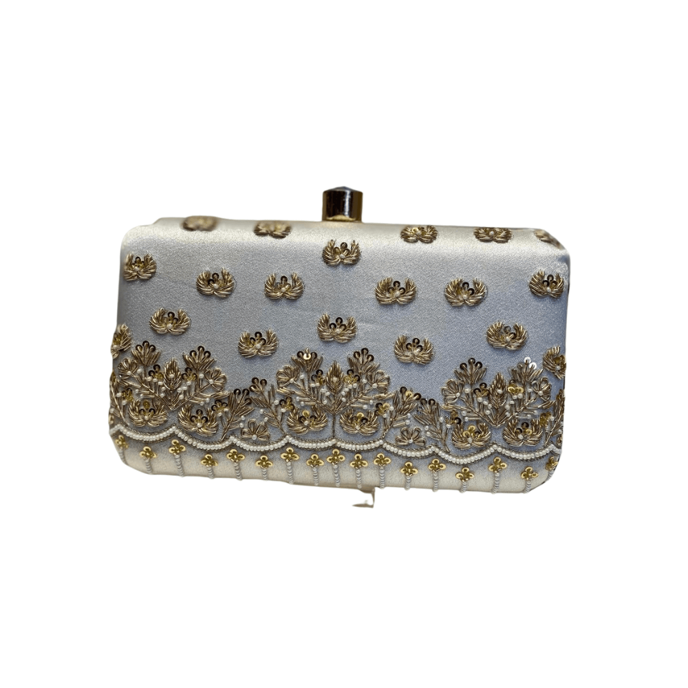 Ethereal Pearl Embroidered Box Clutch