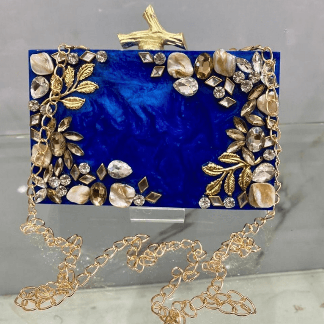 Sapphire Blue Garden Crystal Clutch