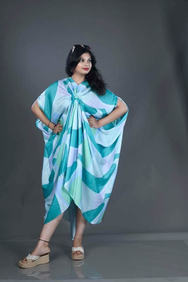 Resort Wear - Easy Breezy Green Pyshedlic Print Dress