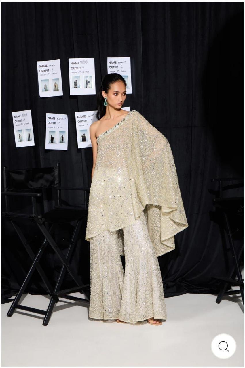 Blue Polka Dot Crop Top Co-ord Set