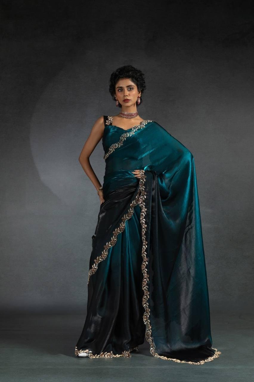 Teal Twilight Empress Saree