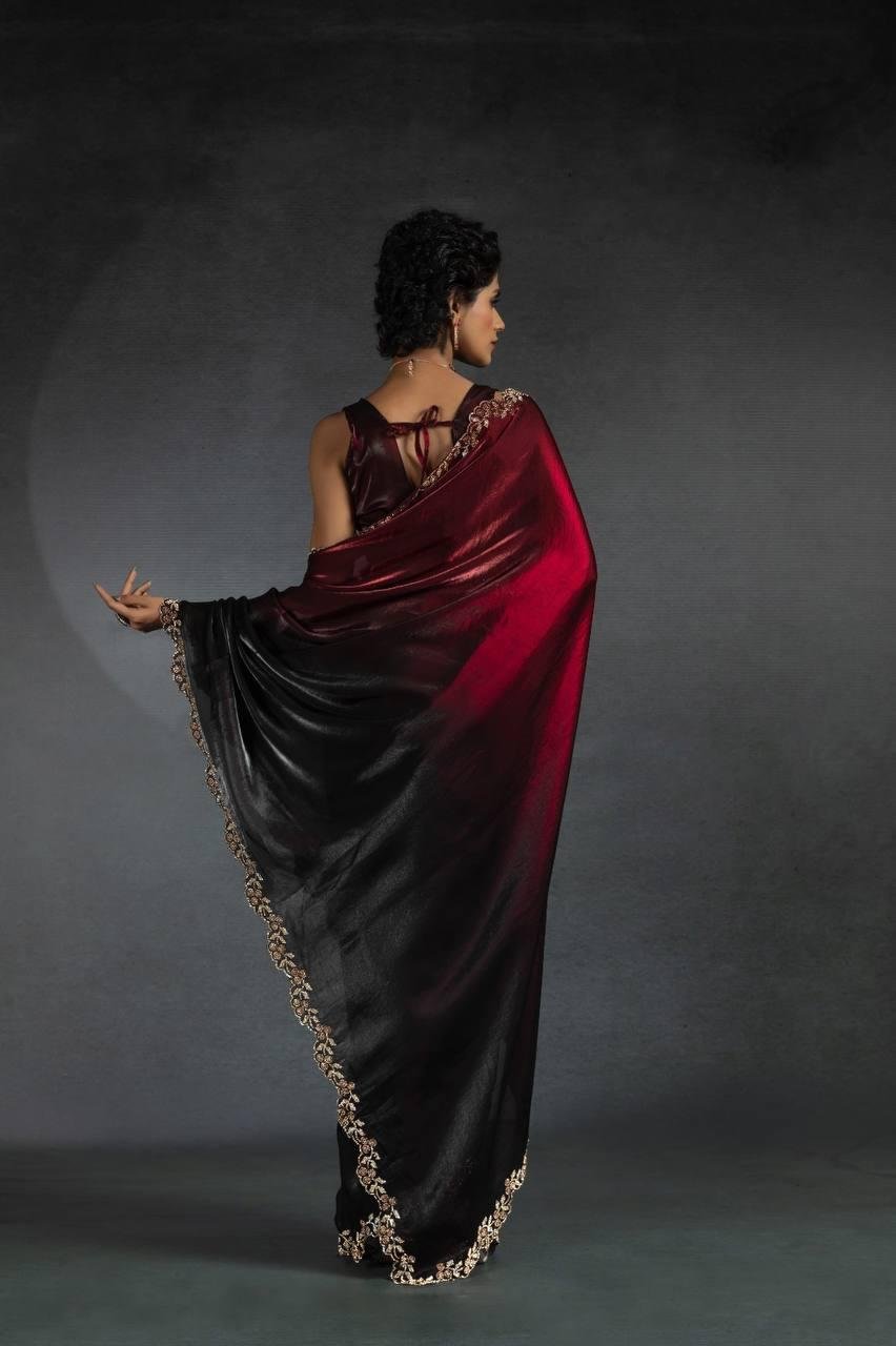 Crimson Noir Ombré Saree
