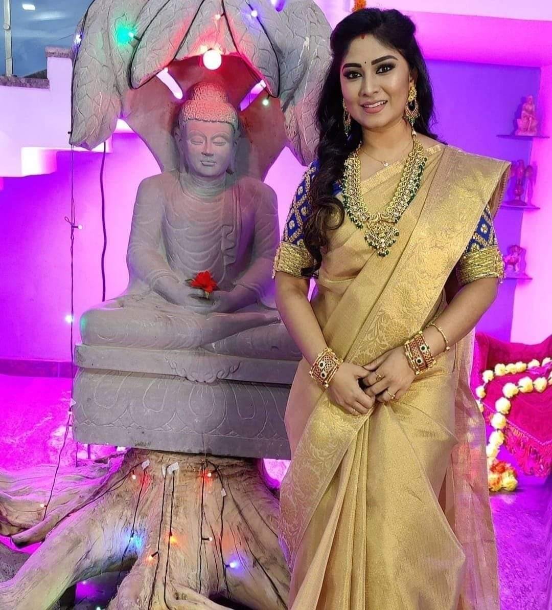 Golden Glow Organza Saree